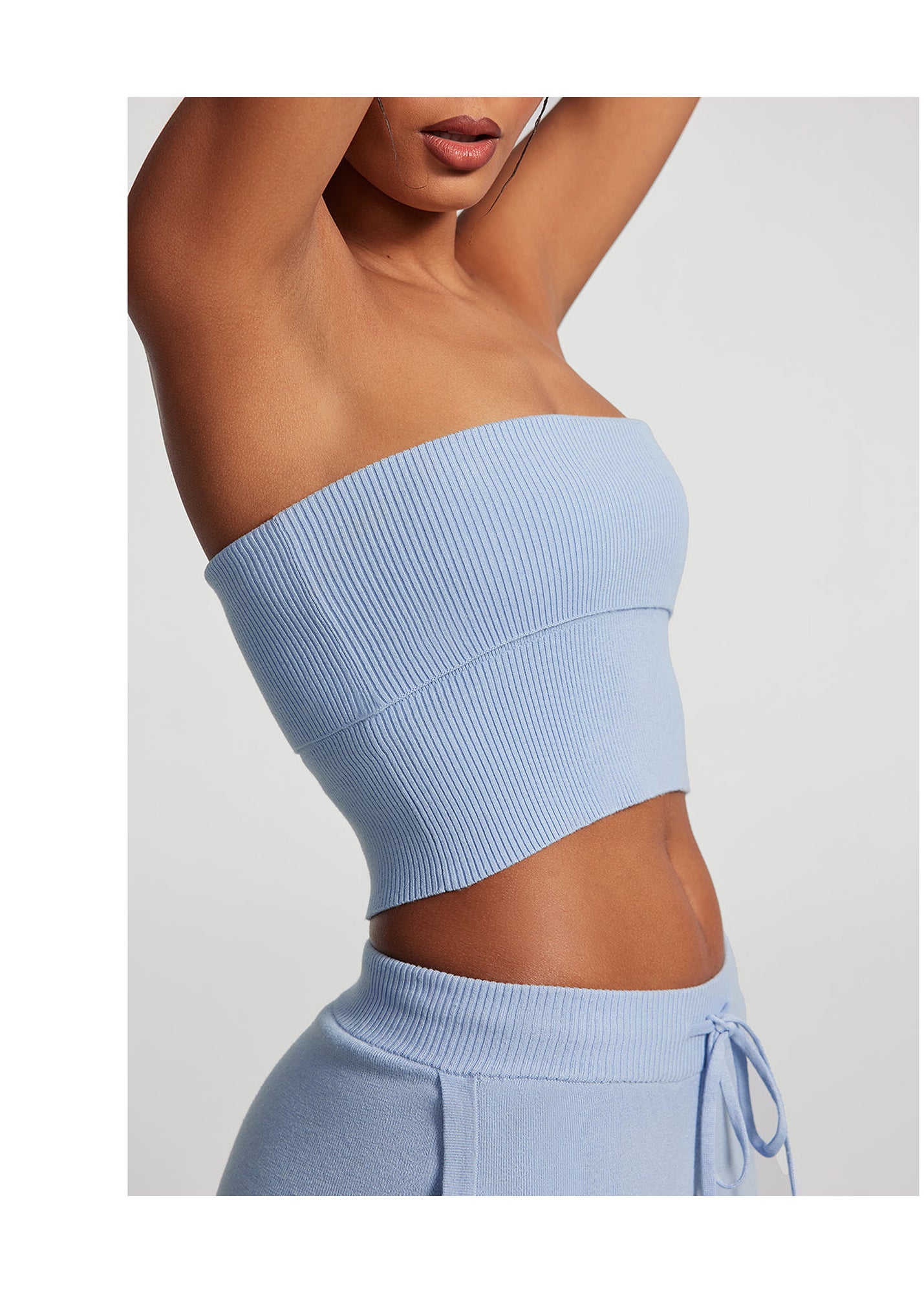Chunky Knit Crop Top | Sky Blue