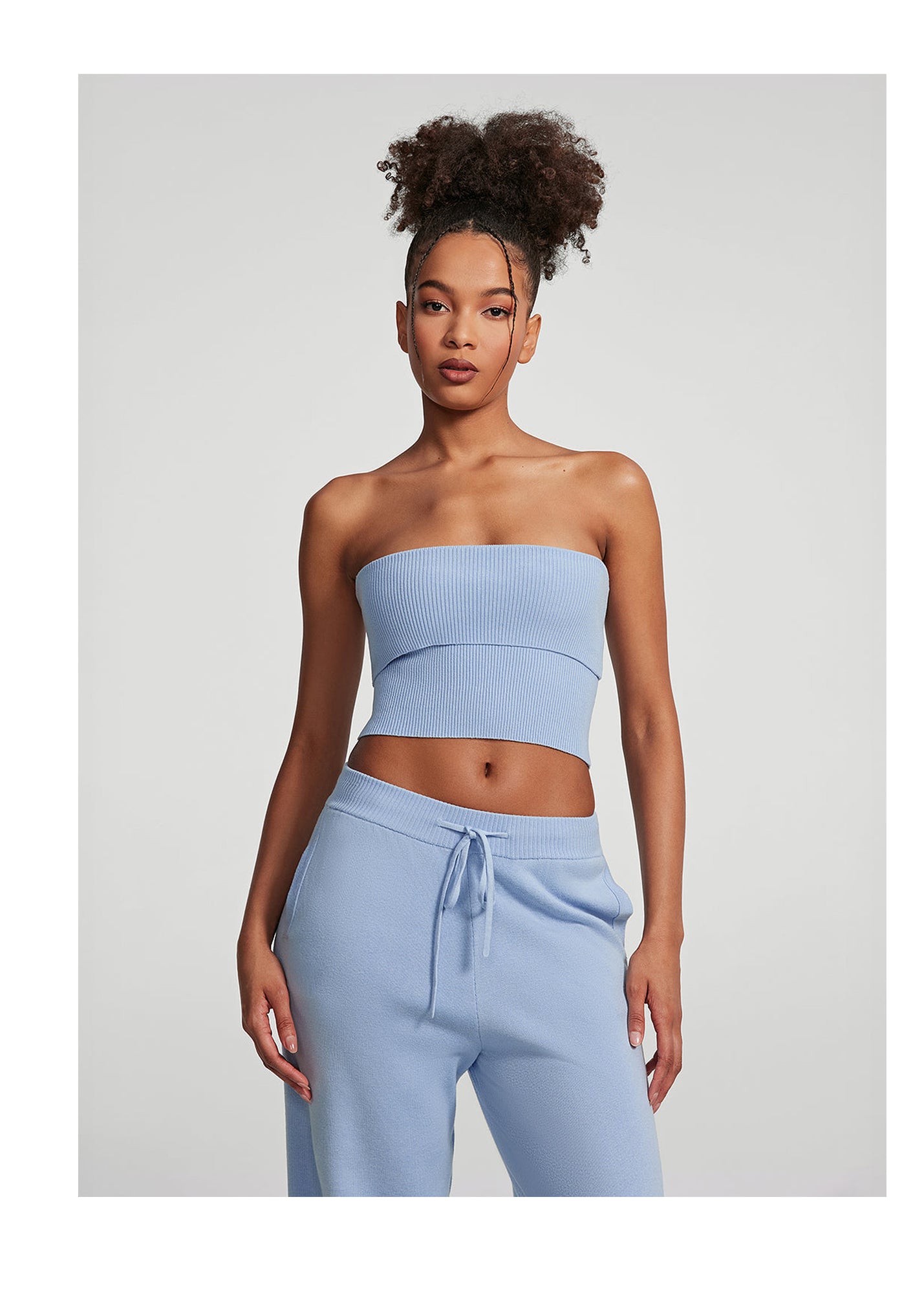 Chunky Knit Crop Top | Sky Blue