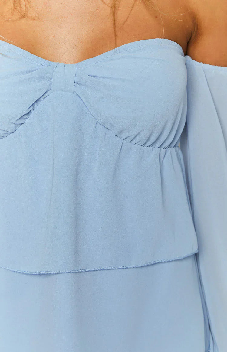 Cindee Off Shoulder Mini Dress | Blue