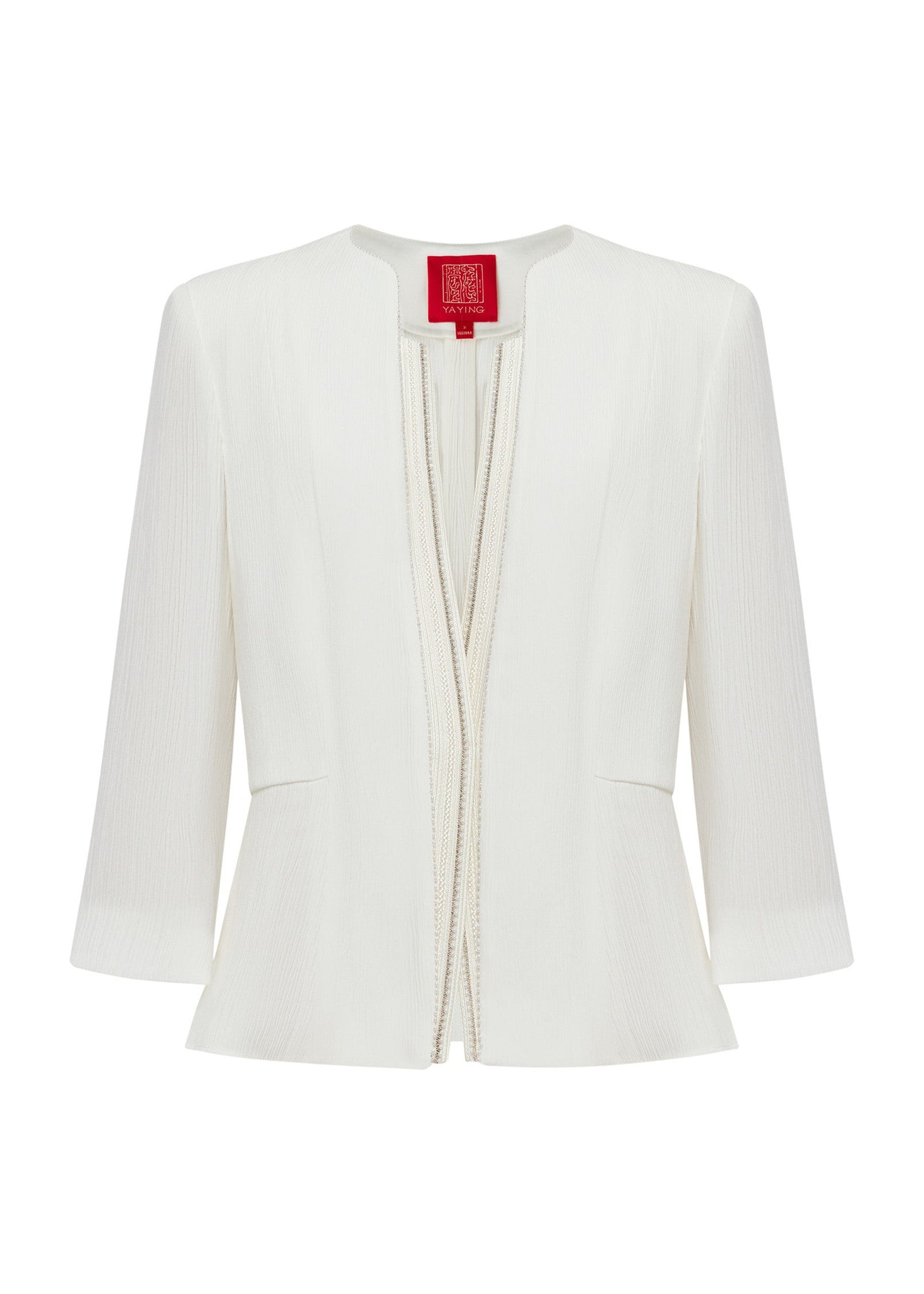 Collarless Short Jacket | White