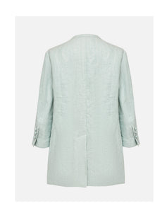 Collarless Linen Blazer | Green