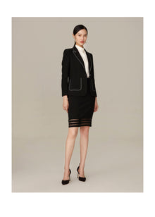 Contrast Detailing Blazer | Black