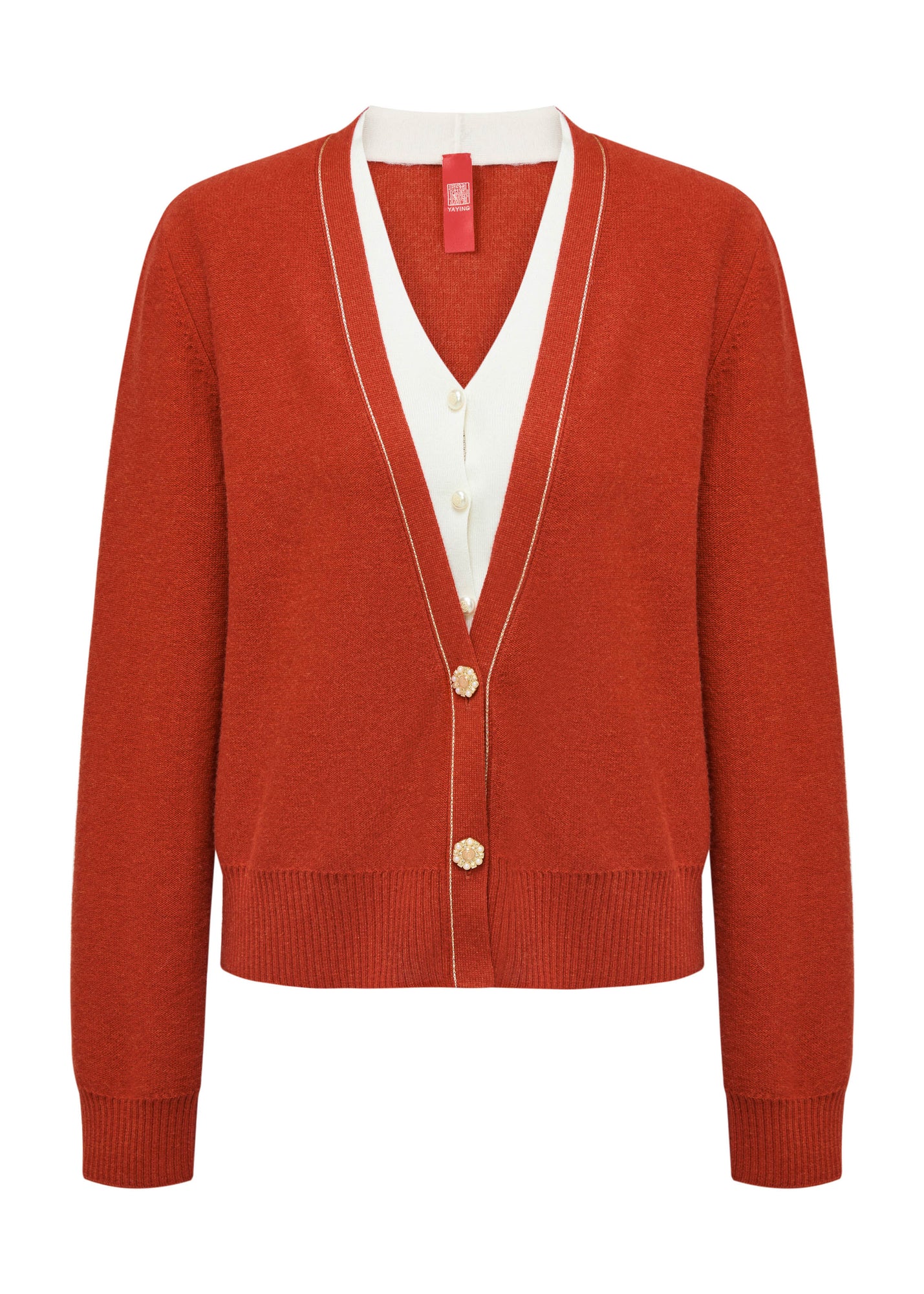 Contrast Knit Cardigan | Orange
