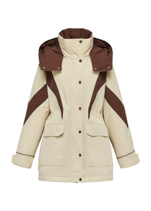 Contrast Trim Coat | Beige