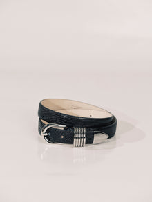 Hollyhock Belt | Navy Lizard & Silver