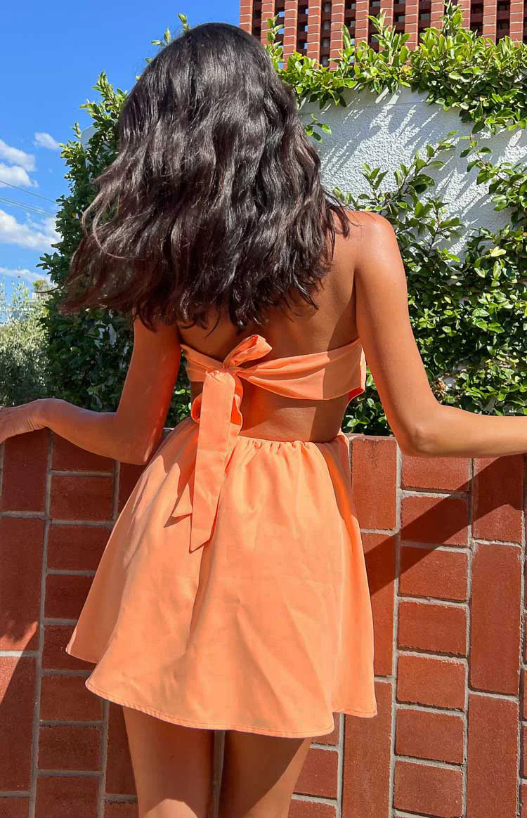 Cora Tie Back Mini Dress | Orange