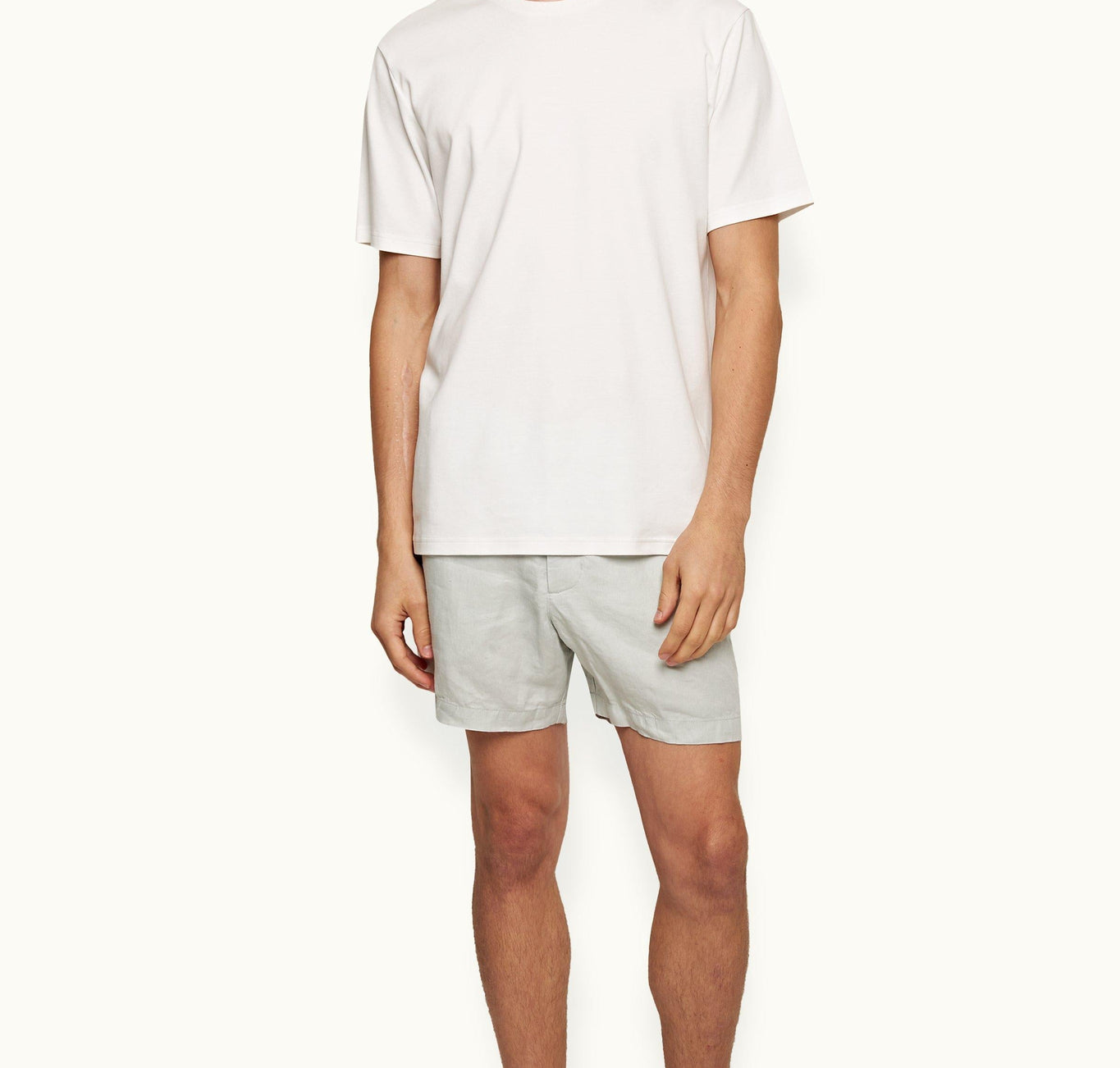 Cornell Linen Easy Tailored Fit Washed Linen Shorts | White Jade