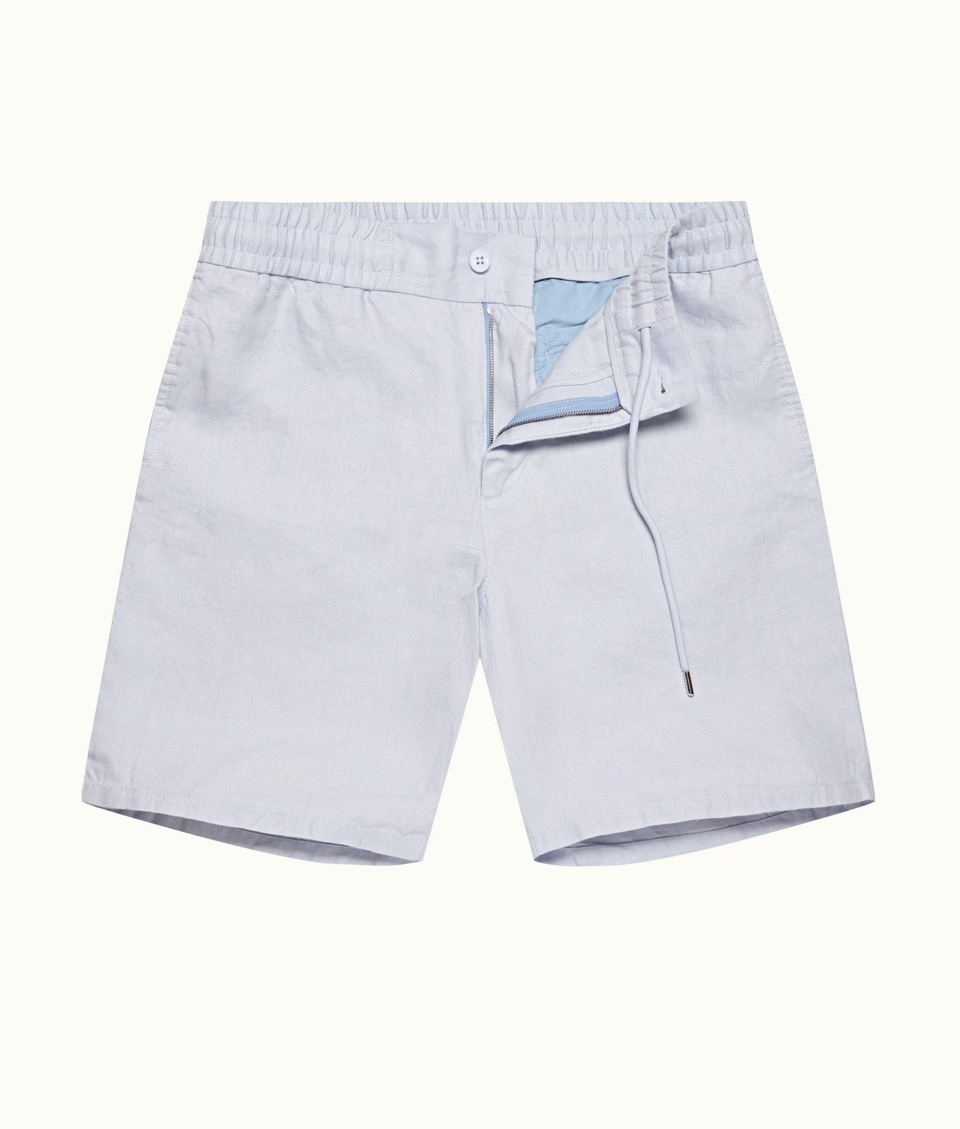 Cornell Linen Tailored Fit Washed Linen Drawcord Shorts | Light Island Sky