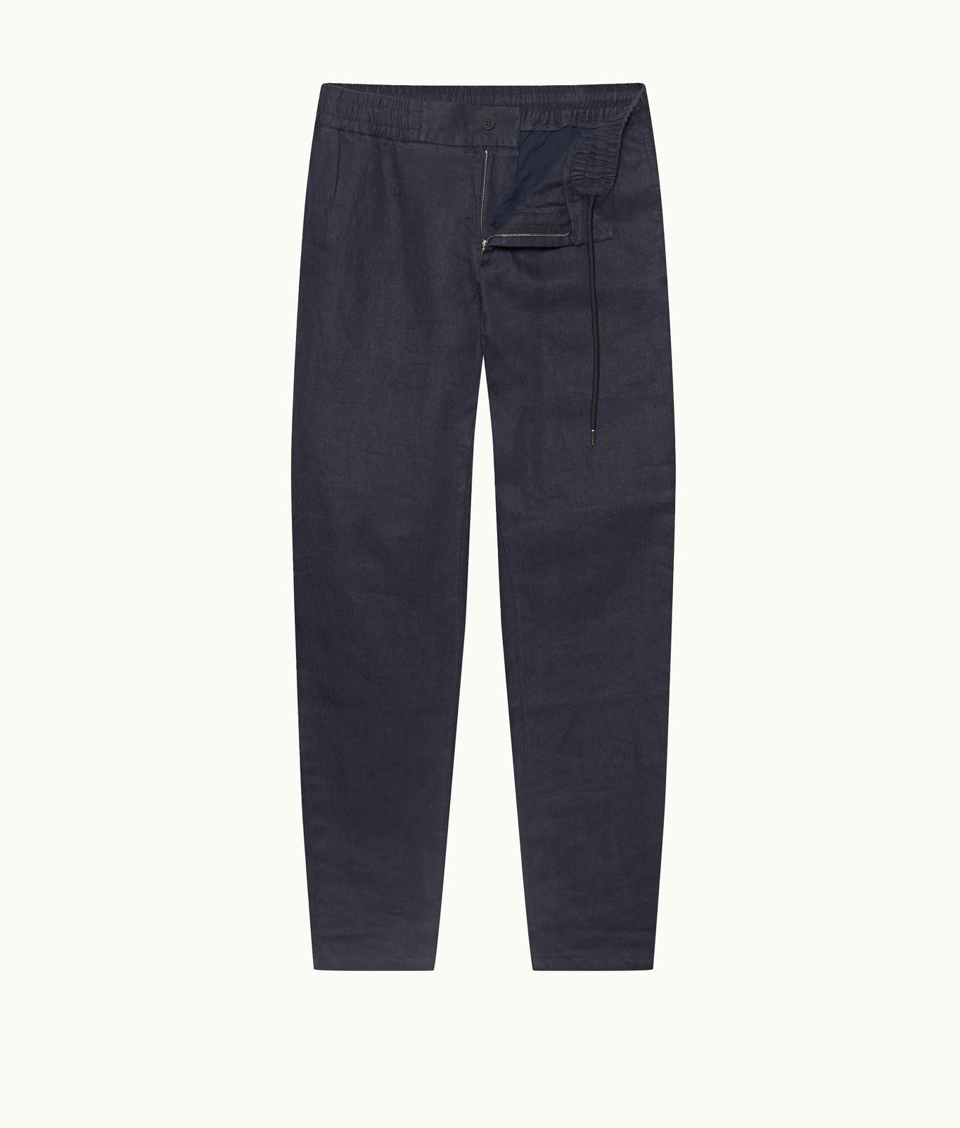 Cornell Linen Tapered Leg Washed Linen Trousers | Night Iris