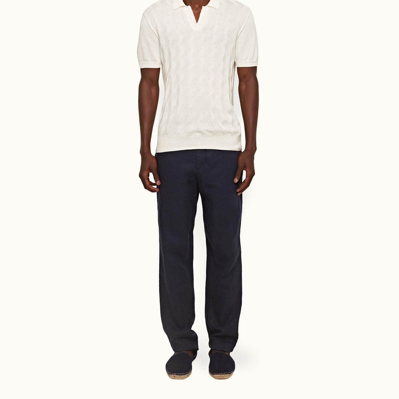 Cornell Linen Tapered Leg Washed Linen Trousers | Night Iris