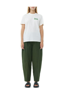 Cotton Crepe Elasticated Curve Trousers | Kombu Green