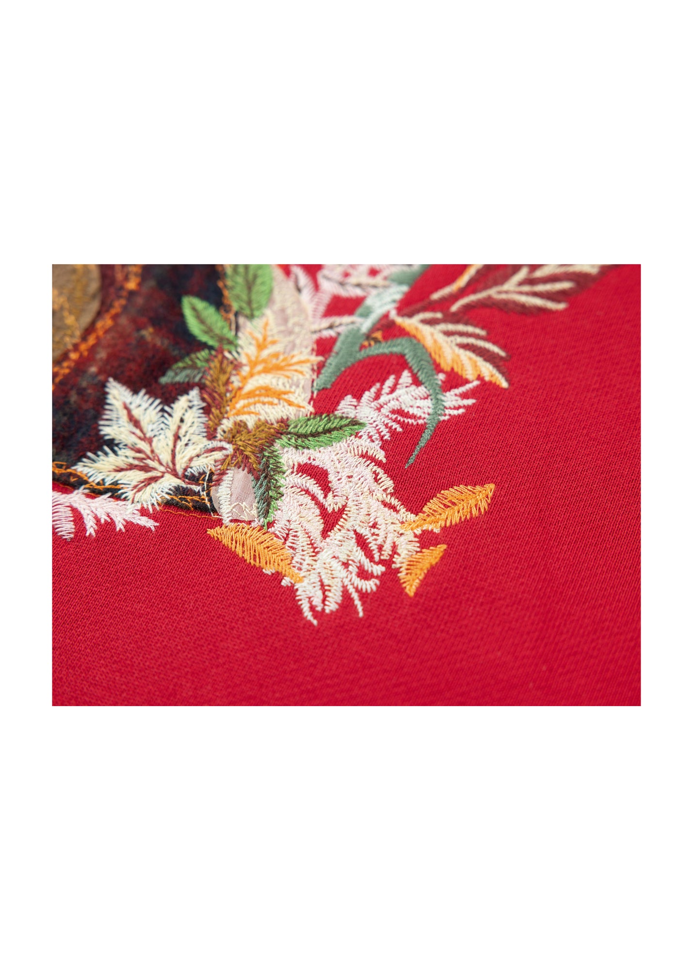 Cotton Embroidered Hoodie | Red
