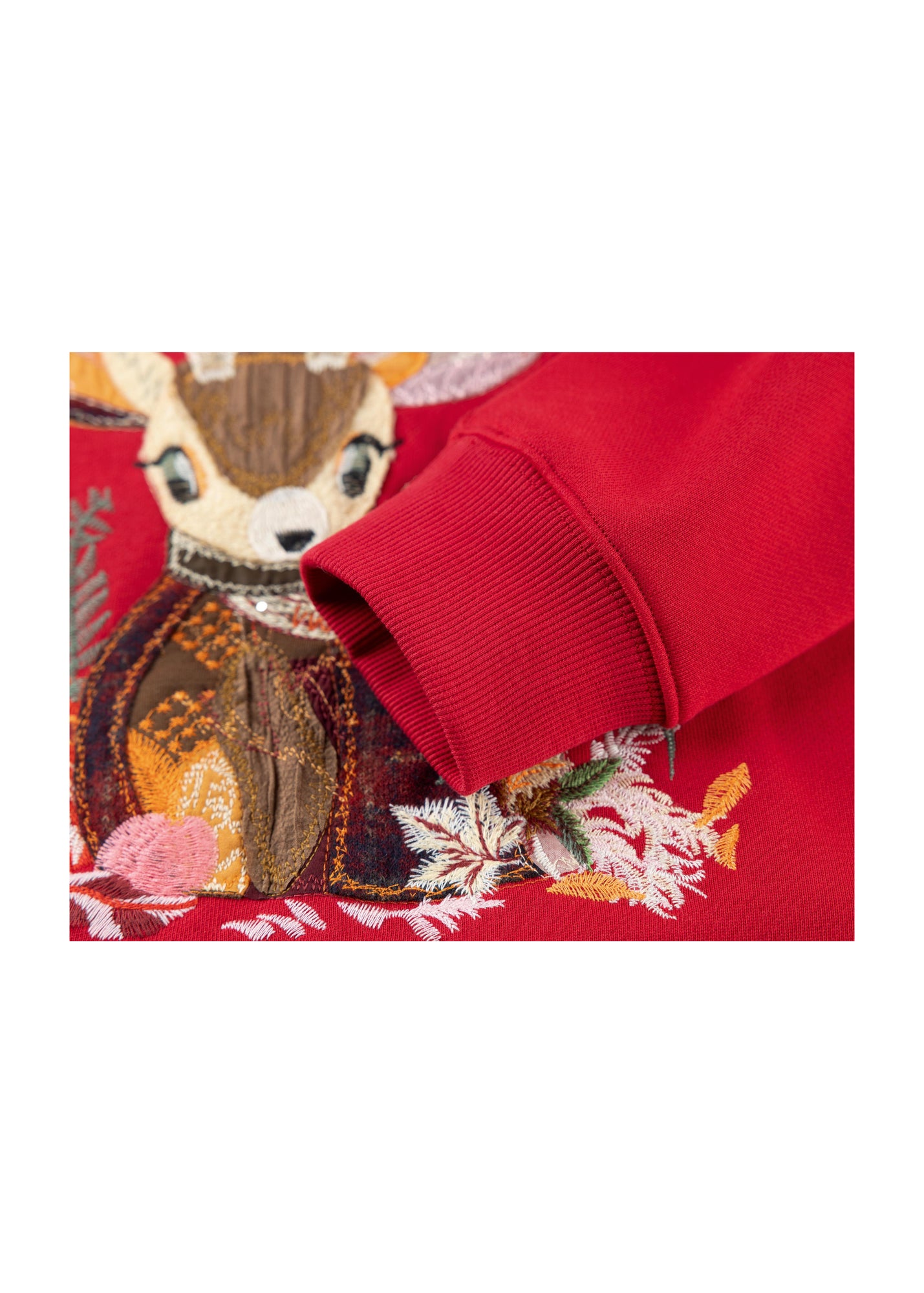 Cotton Embroidered Hoodie | Red