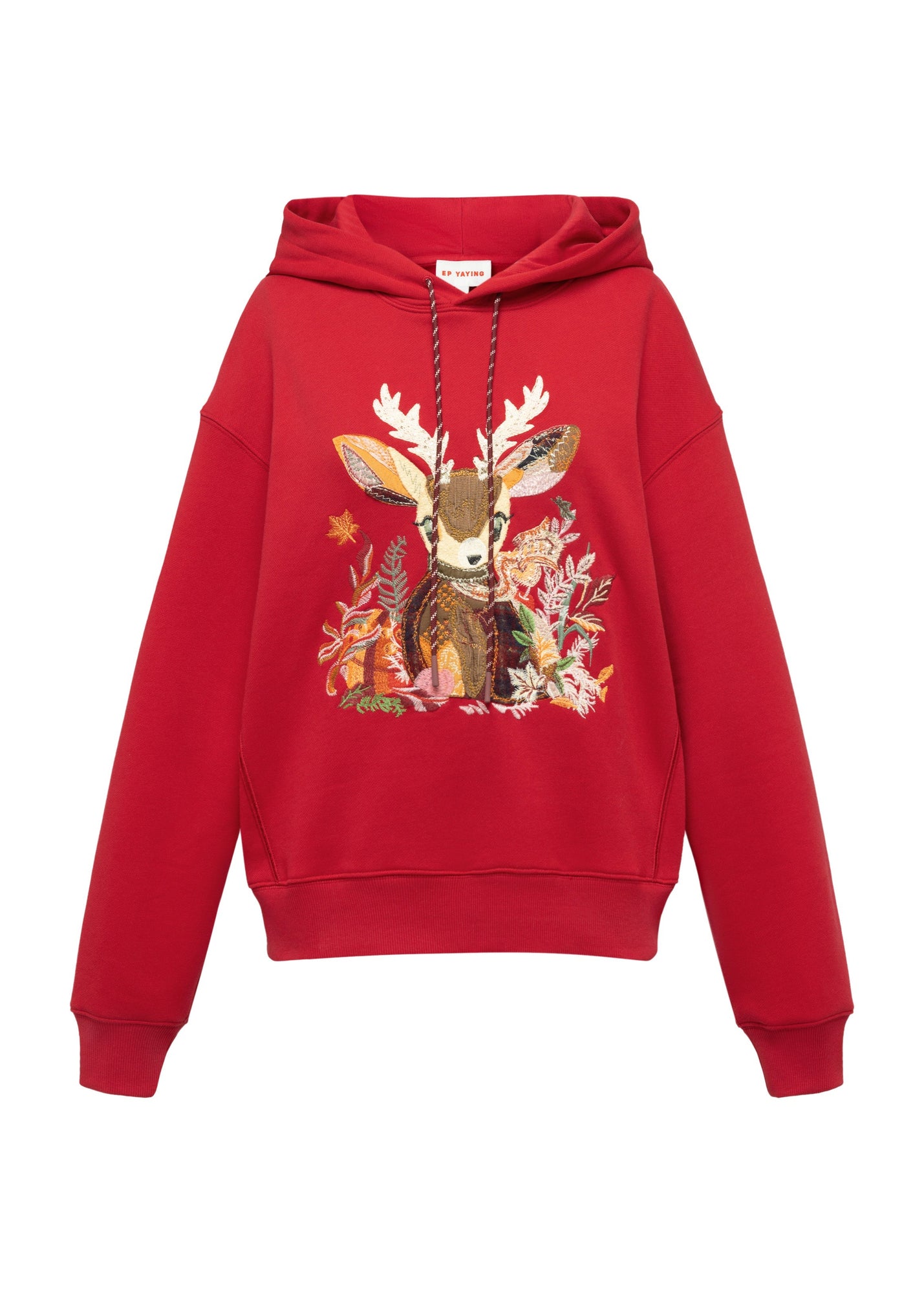 Cotton Embroidered Hoodie | Red