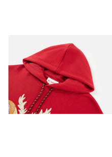 Cotton Embroidered Hoodie | Red