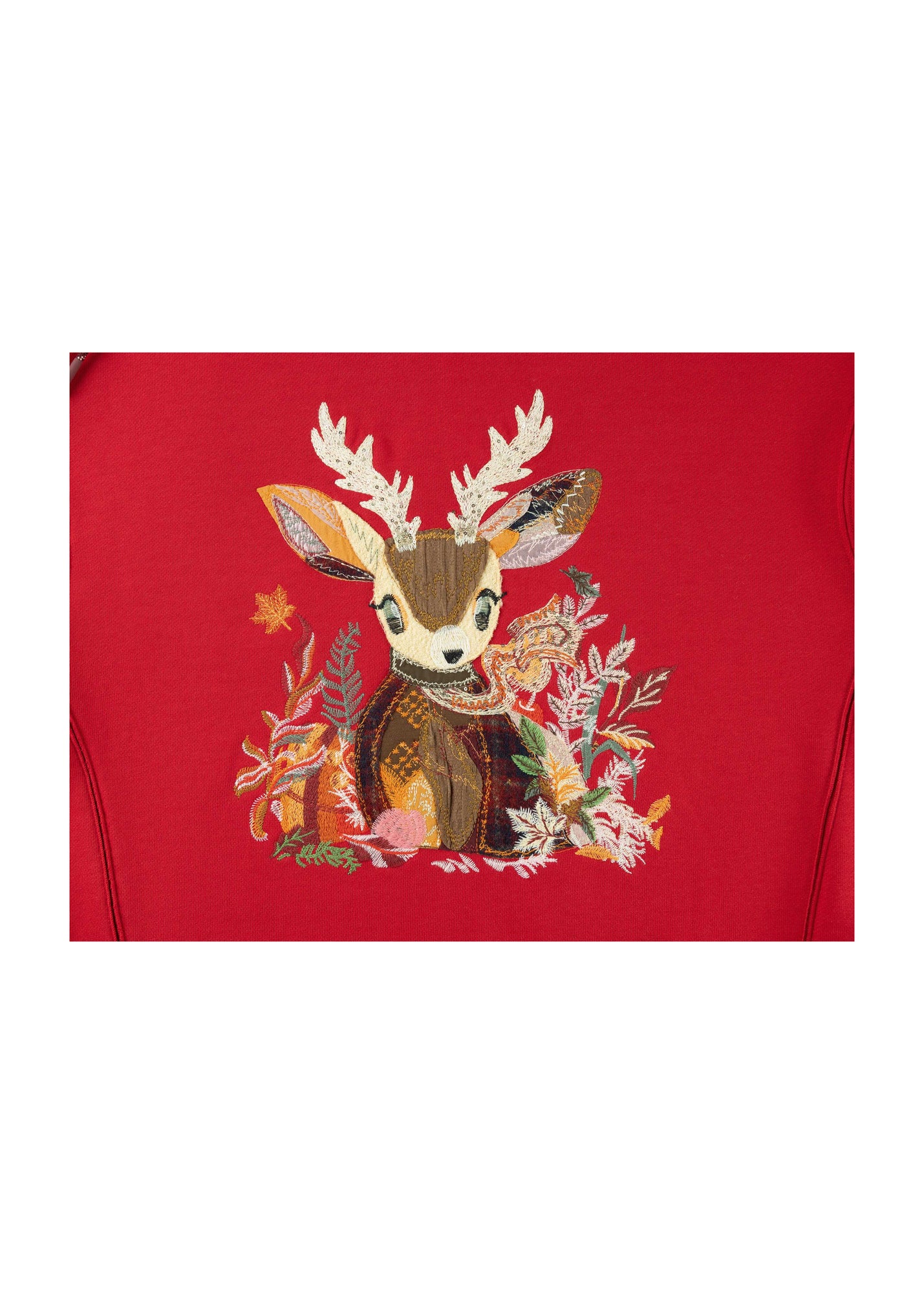 Cotton Embroidered Hoodie | Red