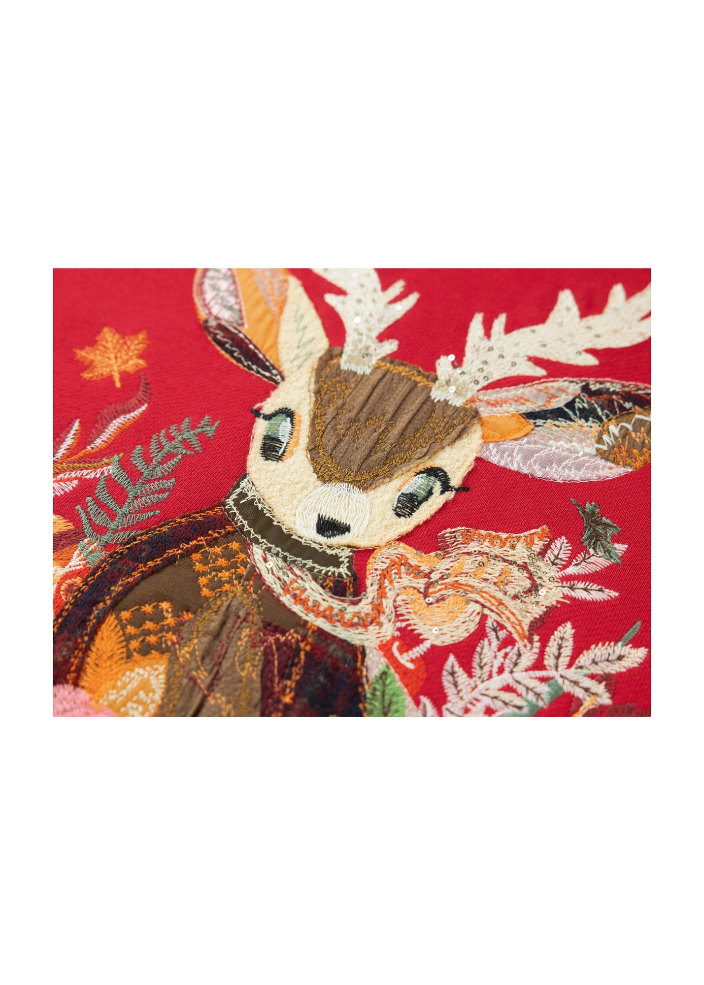 Cotton Embroidered Hoodie | Red