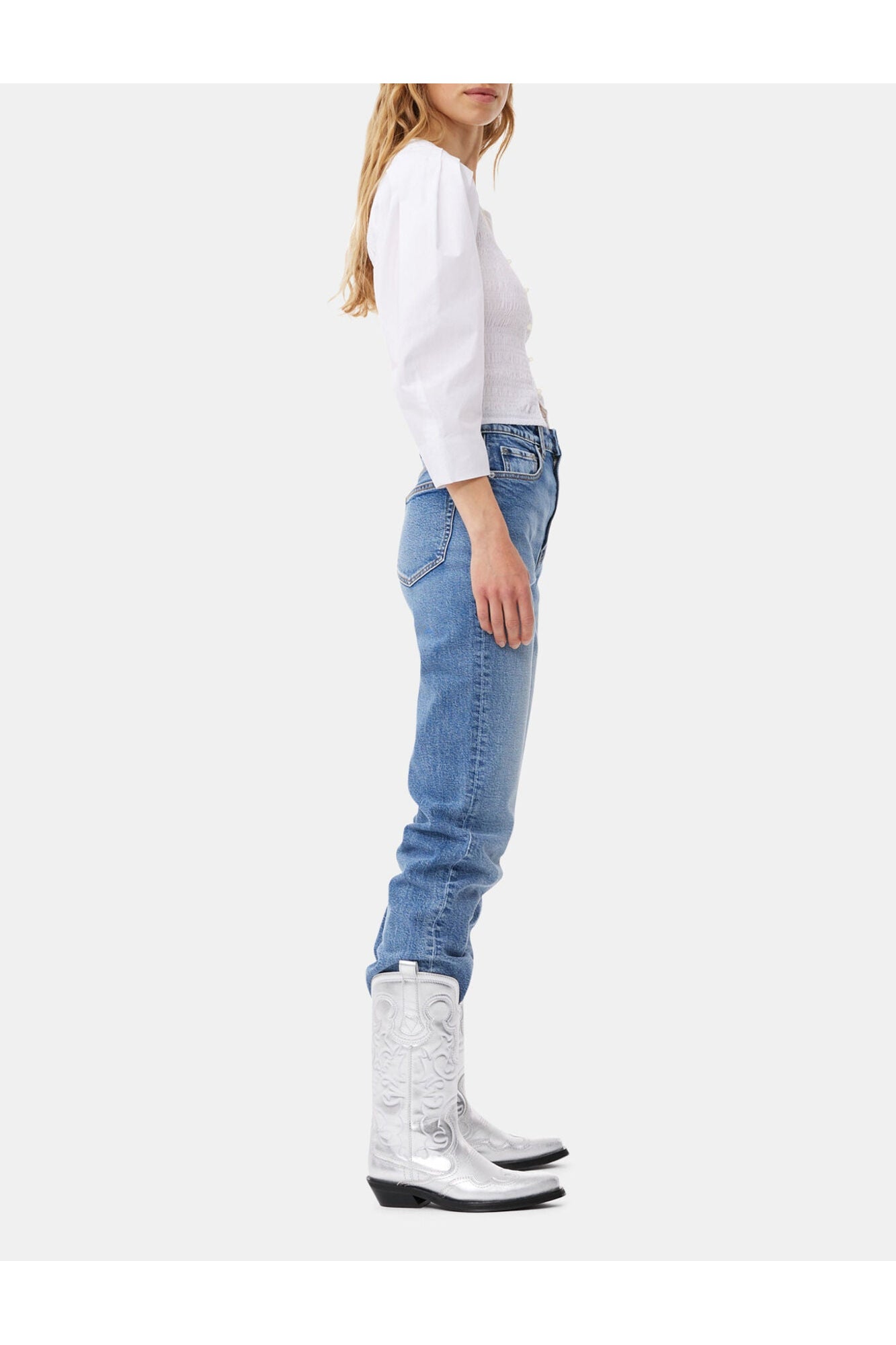 Cotton Poplin Smock Blouse | Bright White