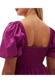 Cotton Poplin Smock Maxi Dress | Purple Wine