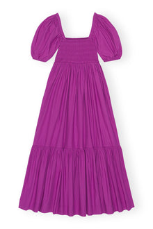 Cotton Poplin Smock Maxi Dress | Purple Wine