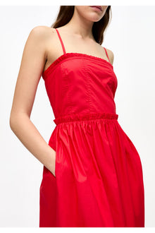 Cotton Poplin Strap Dress | Racing Red