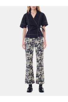 Cotton Poplin Wrap Blouse | Black
