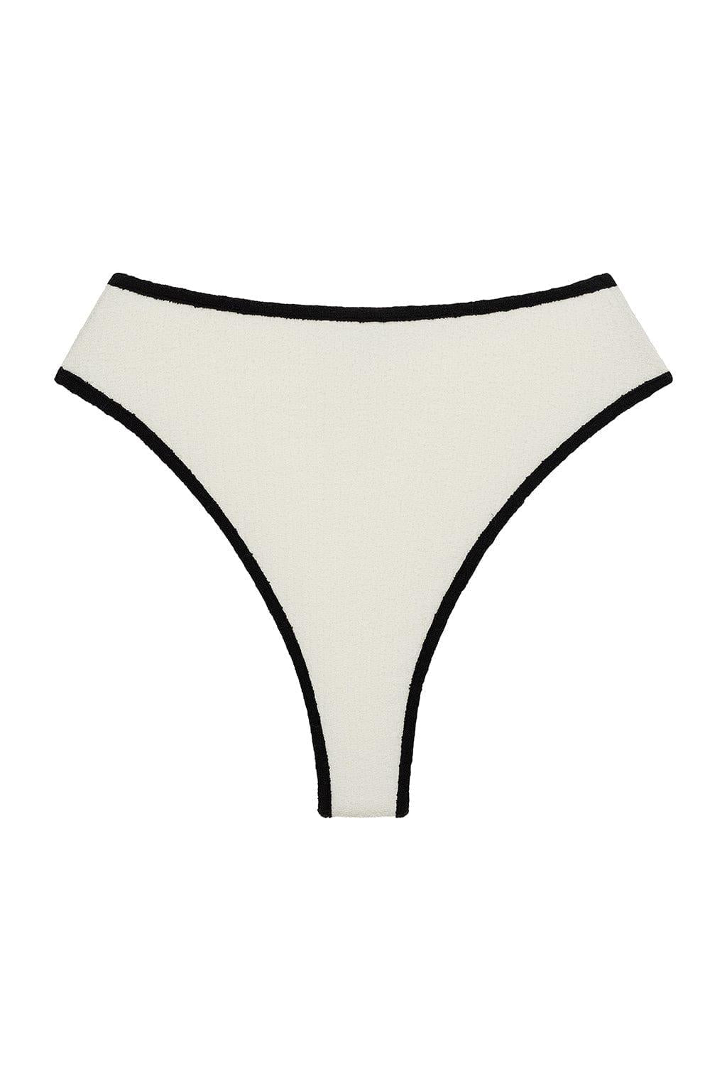Paula Bikini Bottom | Cream Black Binded Terry Rib