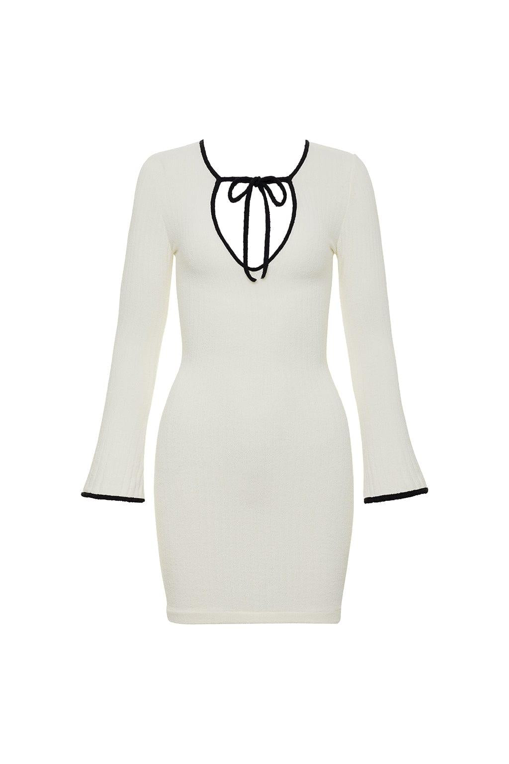 Cover Up Dress | Cream Black Binded Terry Rib