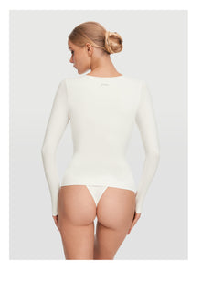 Crew Neck Long Sleeve Top | White