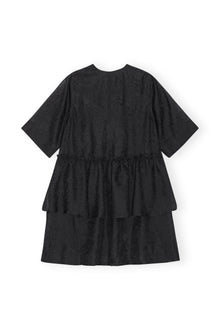 Crinkled Georgette Flounce Mini Dress | Black