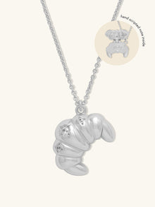 Croissant Necklace | Natural Gemstone | Silver Rhodium Plated Brass