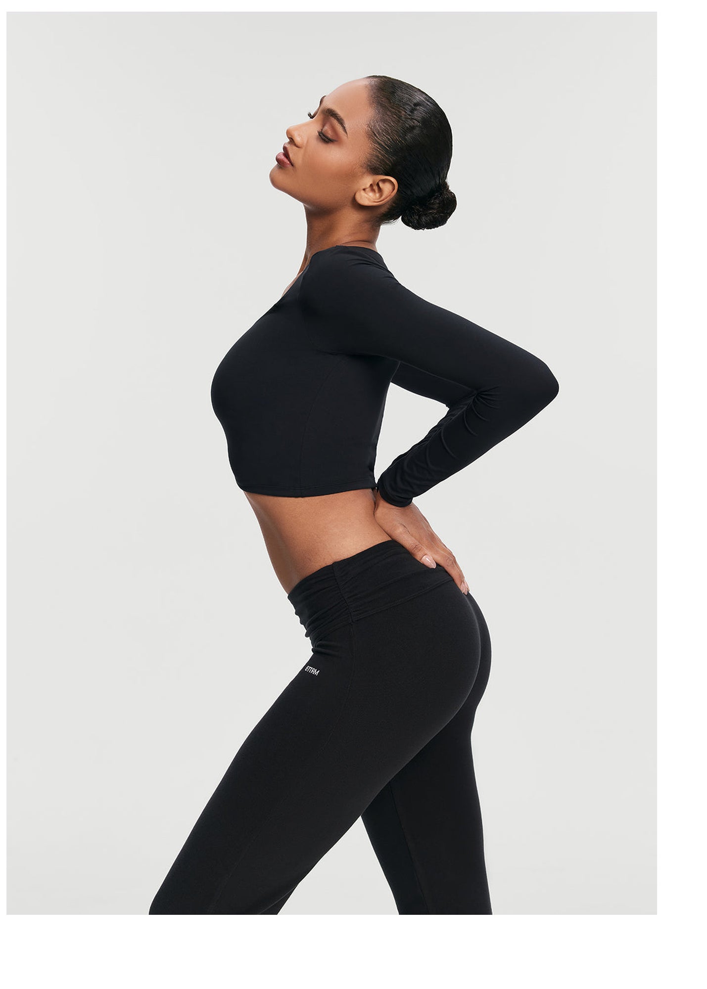 Cropped Round Neck Top | Black