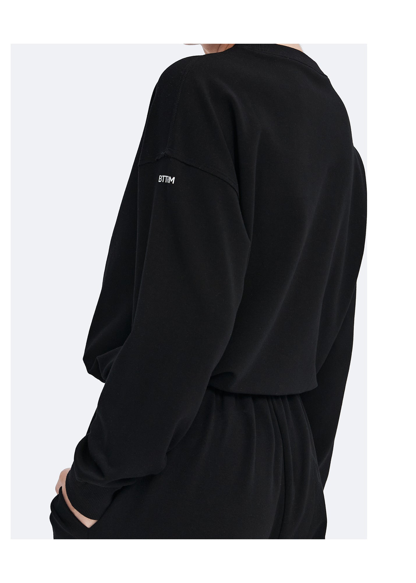 Cropped Sweatshirt with Drawstring | Black