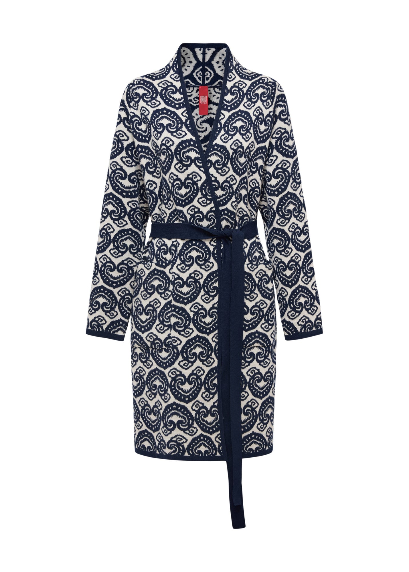 Cross-Front Knitted Cardigan | Navy