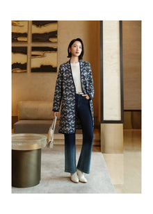 Cross-Front Knitted Cardigan | Navy