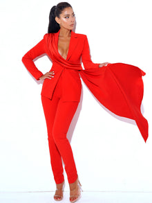 Vandra Draping Blazer Jacket | Red