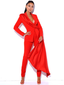 Vandra Draping Blazer Jacket | Red