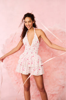 Deanna Bow & Kiss Print Halter Dress | Rosey Dream