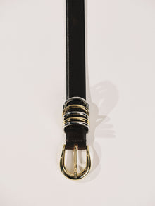 Hollyhock Mixed Metal Belt | Marrone & Silver & 24K Gold