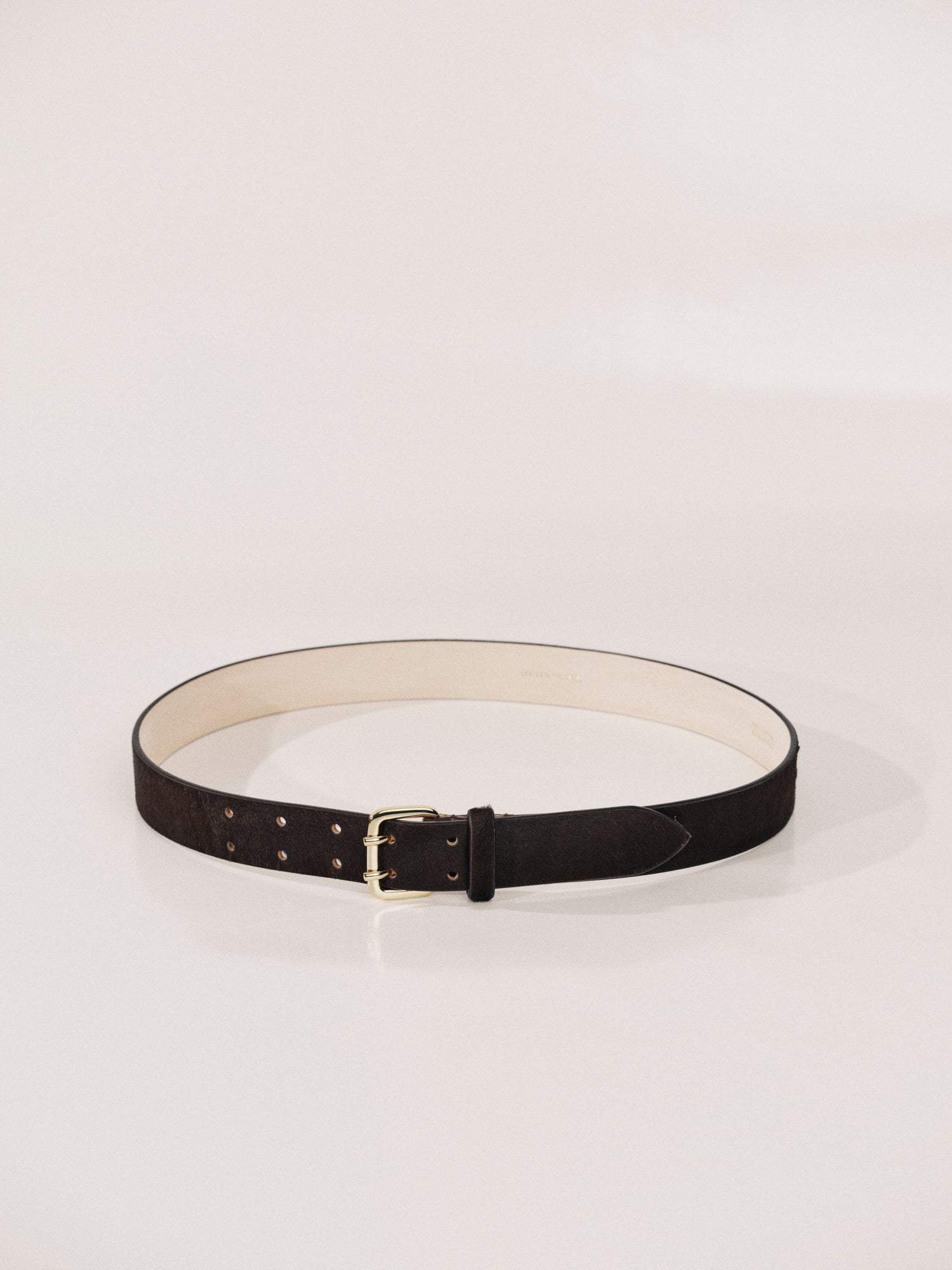 Mini Hutch Calf Hair Belt | Chocolate & 24K Gold