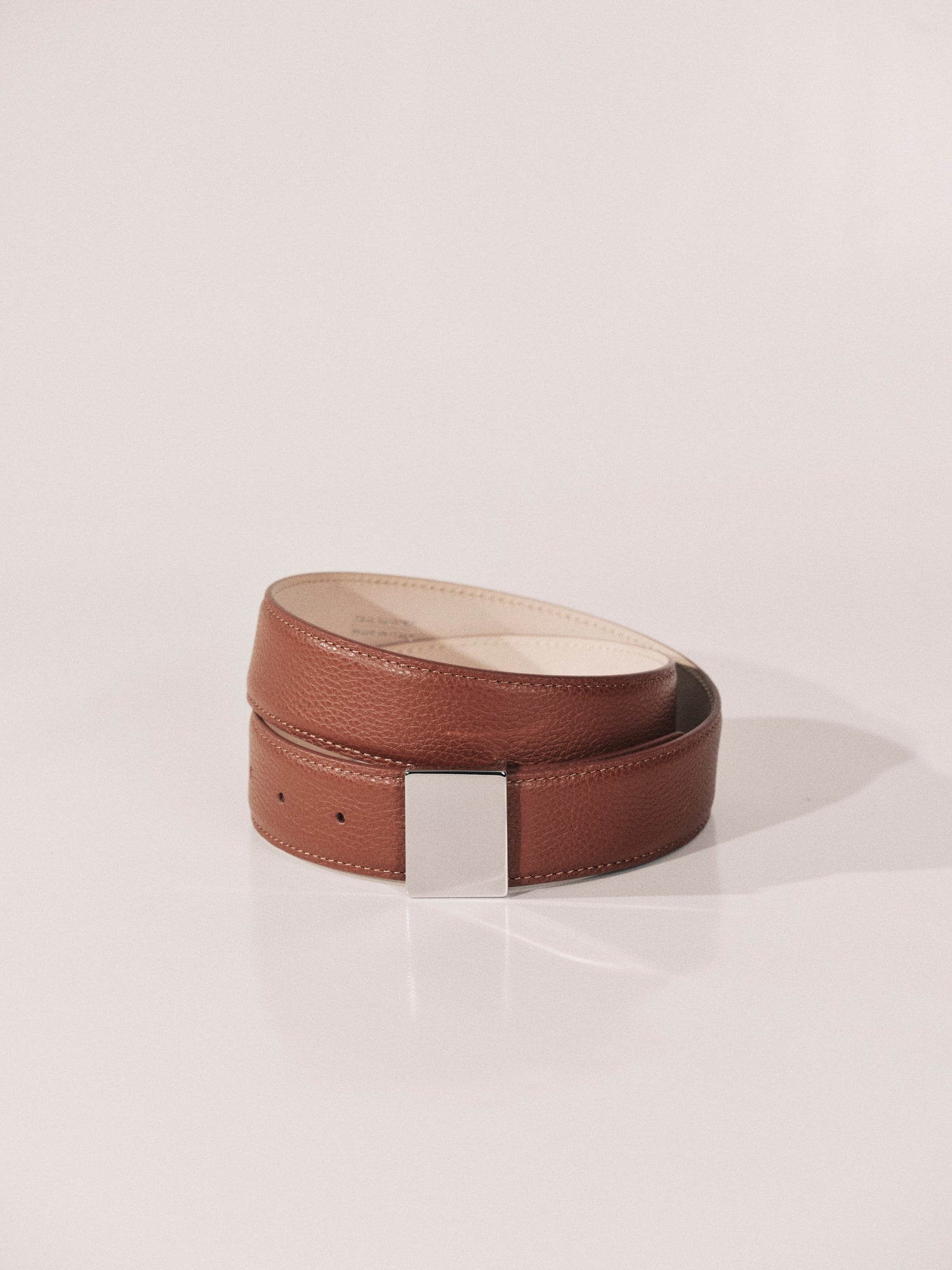 Brandt Leather Belt | Camel Pebble & Silver