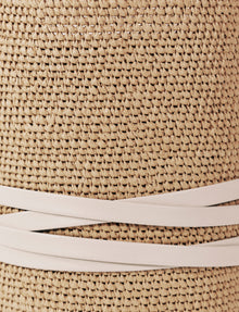 Undone Corset Short Belt | Palm Raffia & Ivory Leather