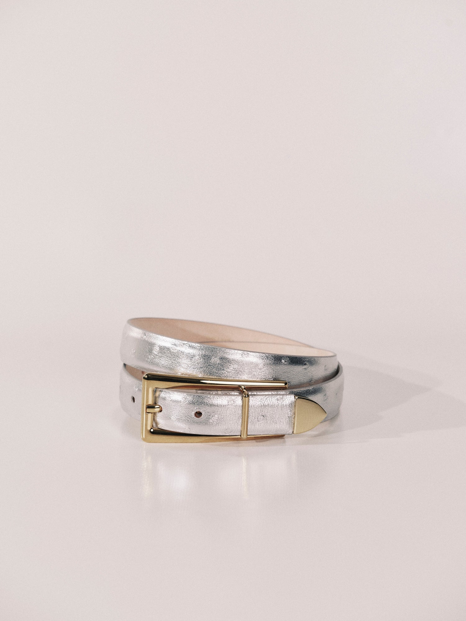 Mini Juergen Silver Ostrich Gold | Silver Ostrich & 24K Gold