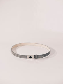 Signet Suede Stone Belt | Fog & Silver & Onyx