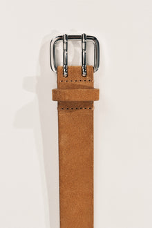 Mini Hutch X-Long Suede Belt | Caramel & Silver