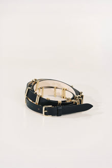 Richa Double Wrap Belt | Black & 24K Gold