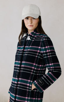 Diane-C Plaid Midi Coat In Wool | Indigo Multi
