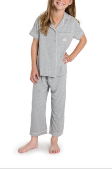Youth | Malibu Collection Disney Princess Piped Loungewear Set | Heather Gray
