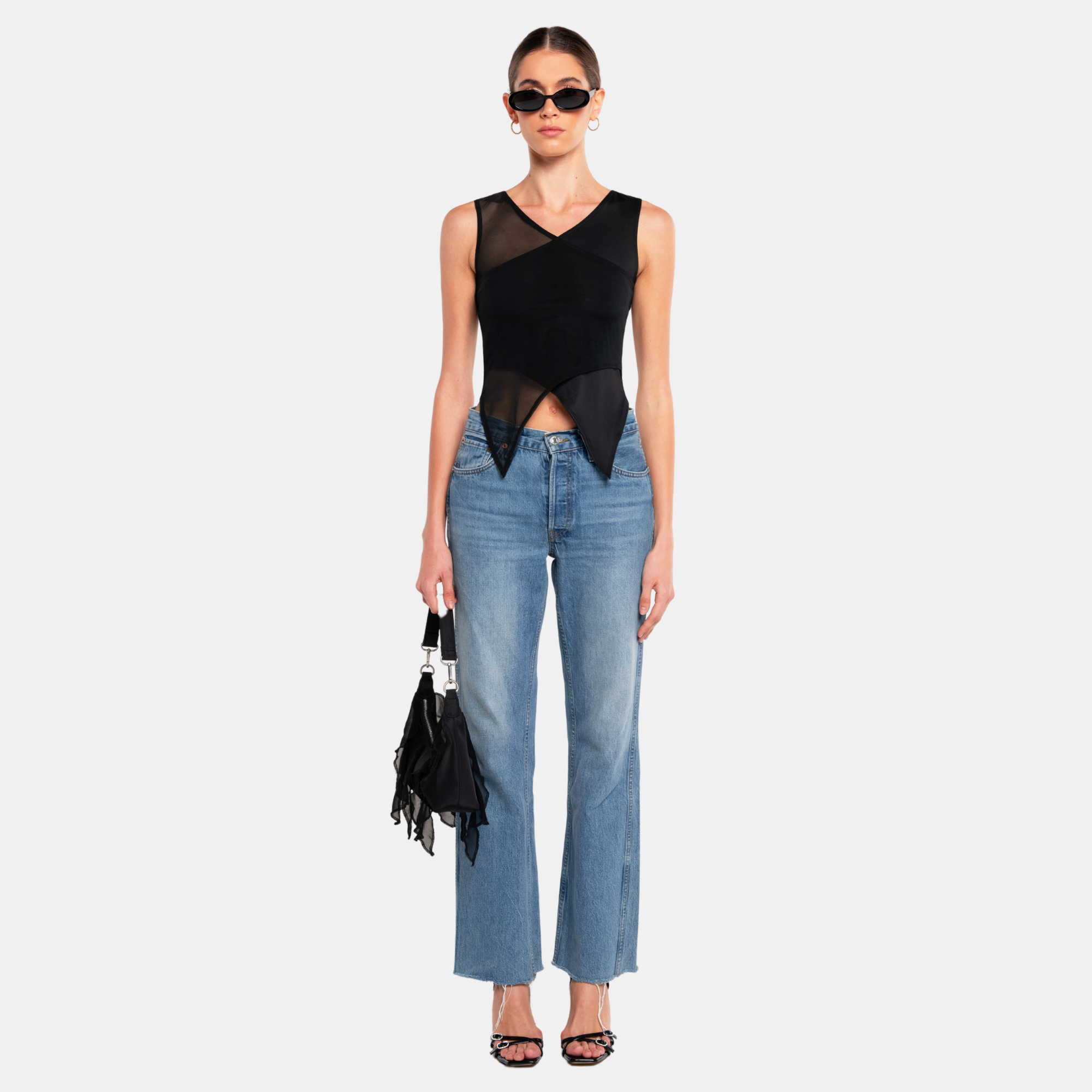 OW Collection DOMINO Chiffon Top Account 002 - Black Caviar