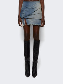 Women | Rick Owens DRKSHDW | Draped Mini Denim Skirt Washed Indigo